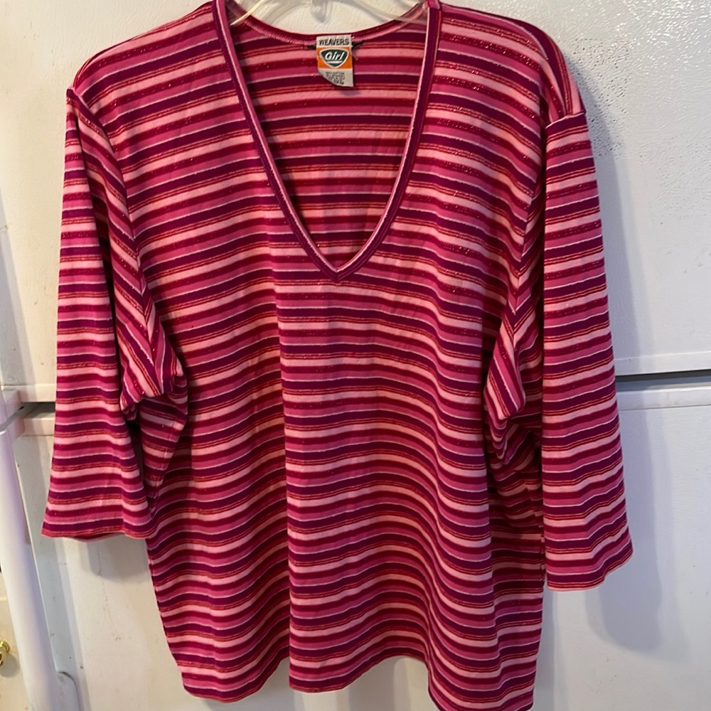 Weavers Girl Hot//Light Pink Stripe Classic Tee SS XL Cotton/Spandex (3)